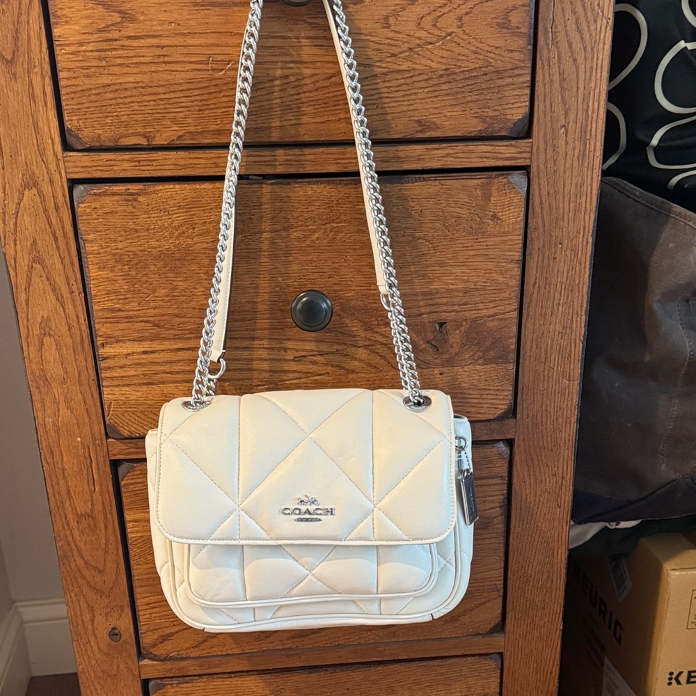 Coach Klare Quilted Leather Shoulder Bag with Silver Chain New
